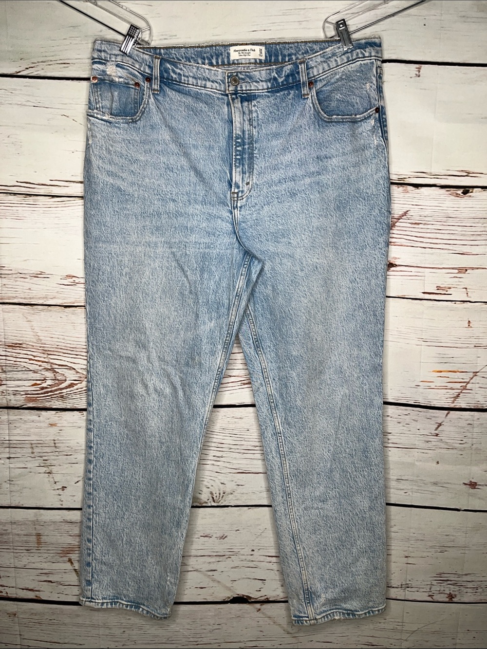 Abercrombie & Fitch Sz 34/18R Blue Denim The ‘90s Straight Ultra High Rise Jeans